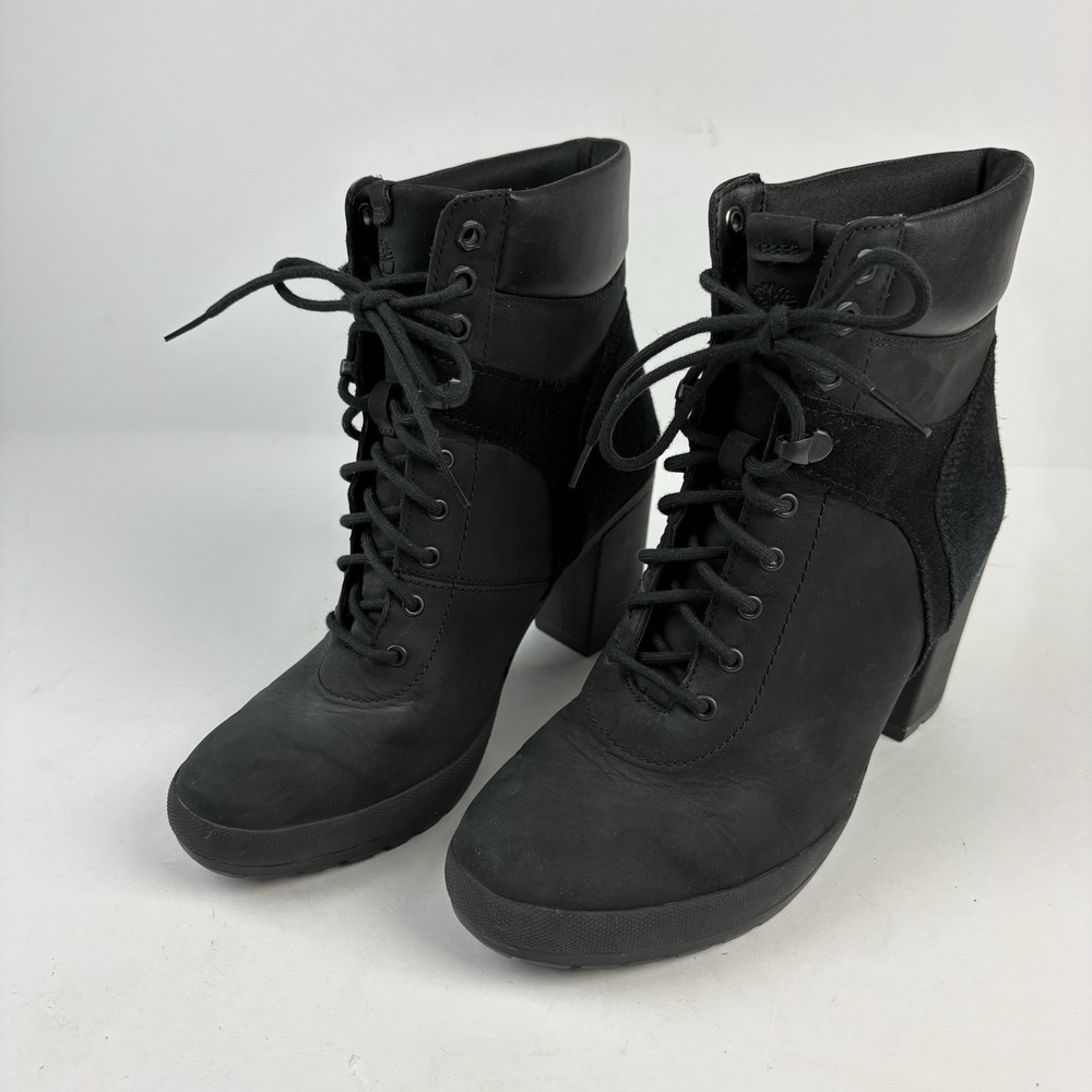 Timberland Women's Size 8.5 Camdale Field Lace Ankle Boots Black Nubuck A1KD4